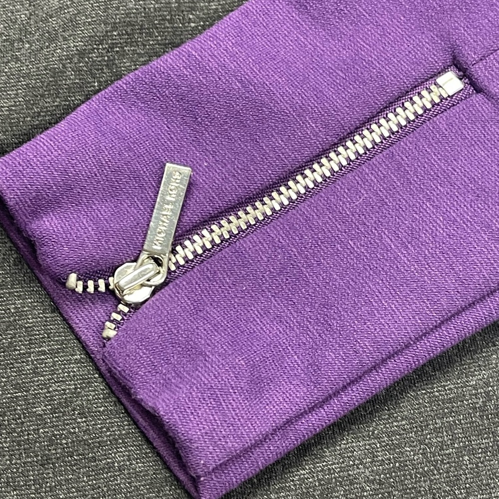 Preloved MICHAEL Michael Kors Colorblock Purple Gray Longsleeves Dress Size 6 - Picture 8 of 9